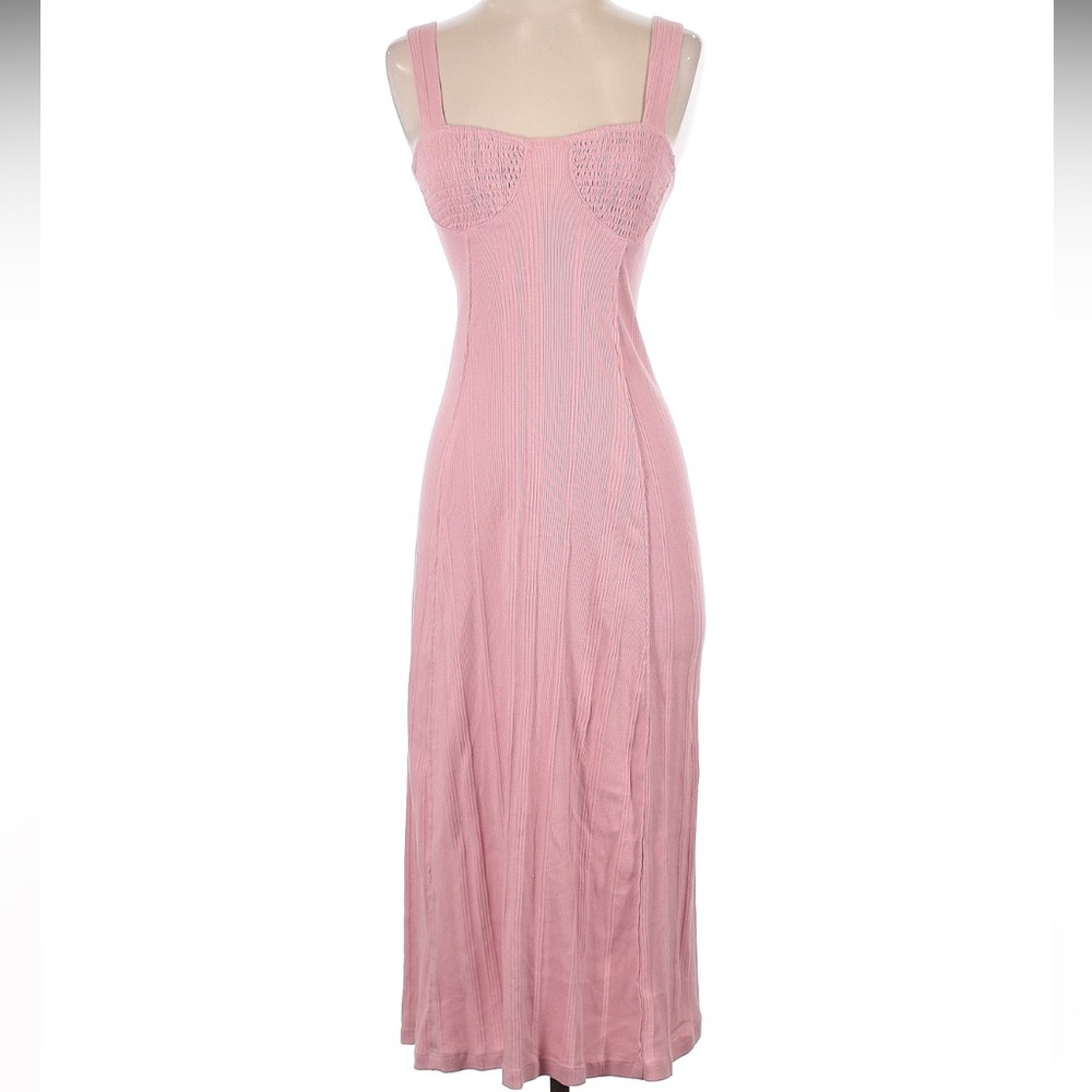 Free people beach Aviva pink midi dress with corset bust